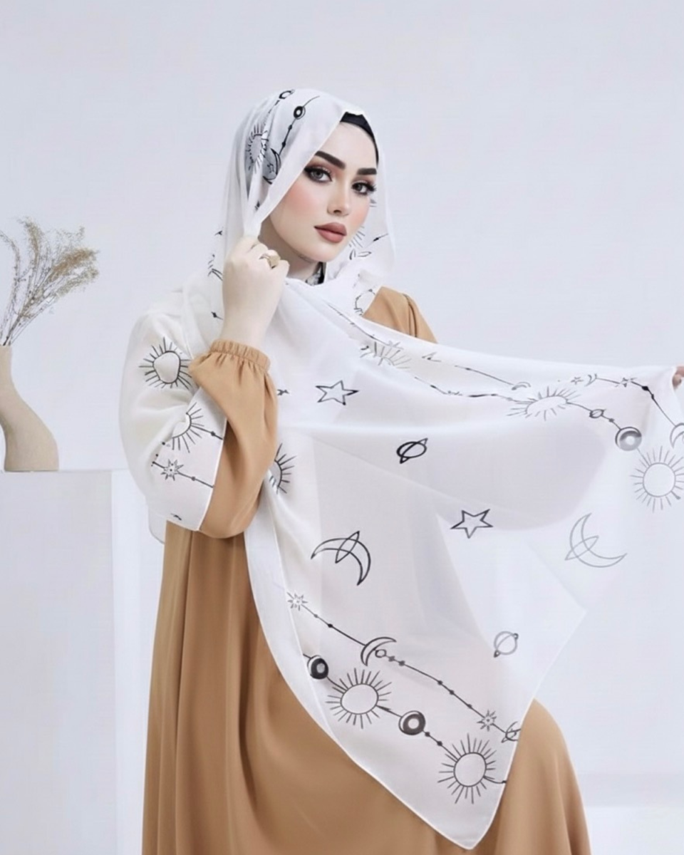 Lightweight ivory voile hijab UK modest fashion