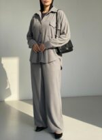 Neutral ribbed co-ord set for women UK