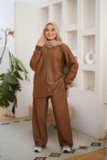 Ribbed modest co ord set with full length sleeves
