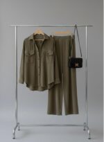 Modest ribbed two-piece outfit styled with trainers