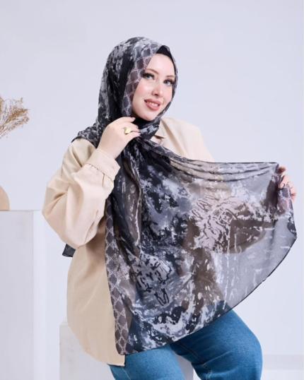 Midnight Marble Voile Hijab