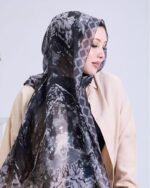 Lightweight voile hijab with marble-inspired design