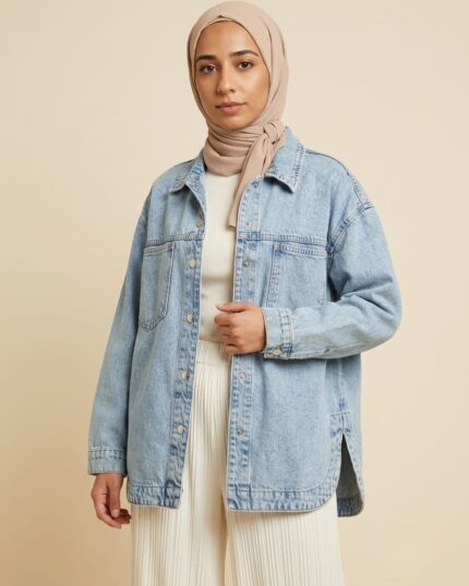 Light Blue Long Denim Jacket