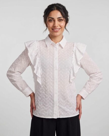White Broderie Ruffle Blouse