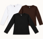 95% cotton soft long sleeve basic layering top