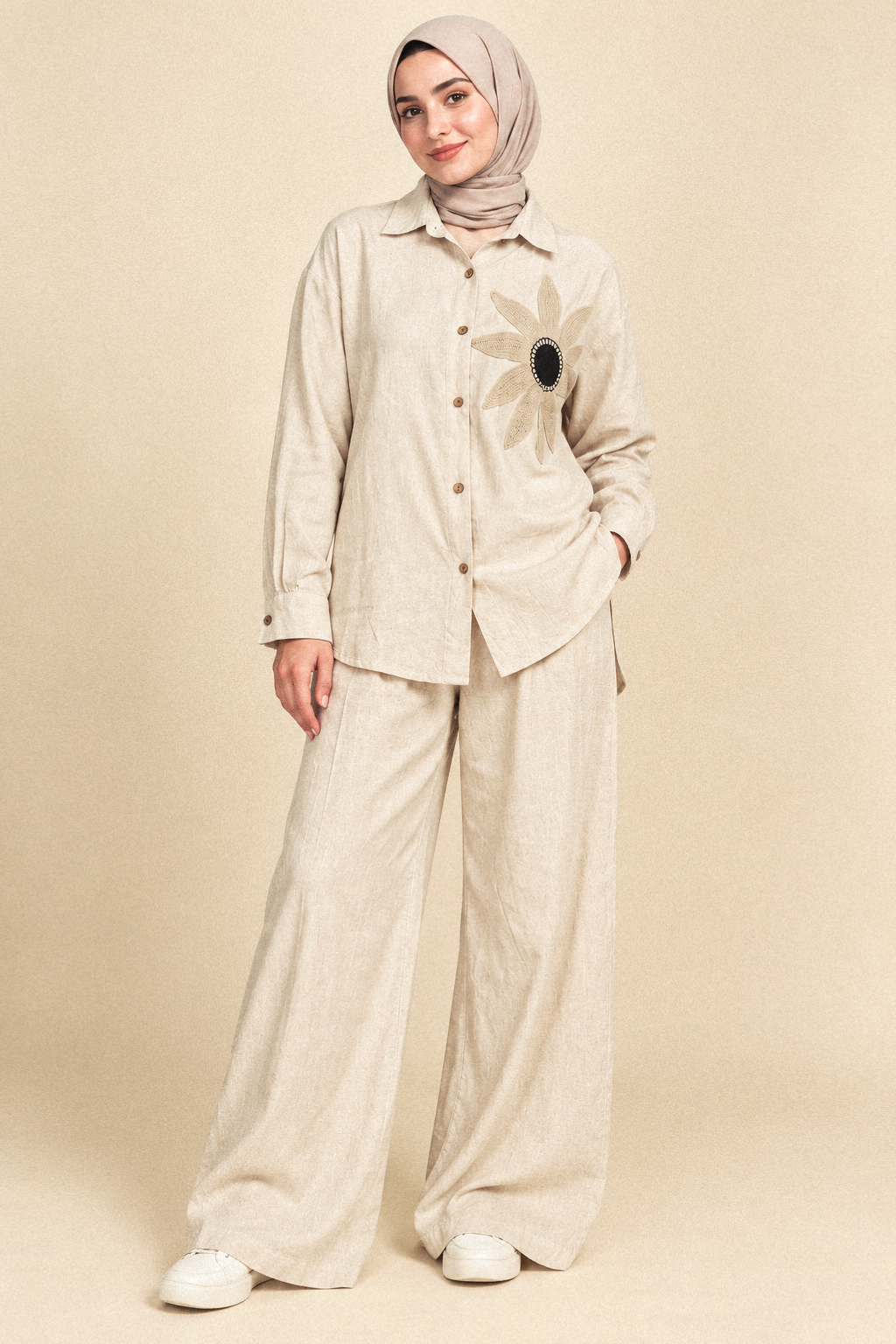 file_000000006fd081f4b87b94e11395e9d7 Floral Linen Two Piece Set with wide leg trousers