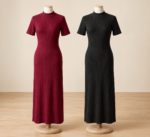 Ribbed short sleeve maxi basic dress